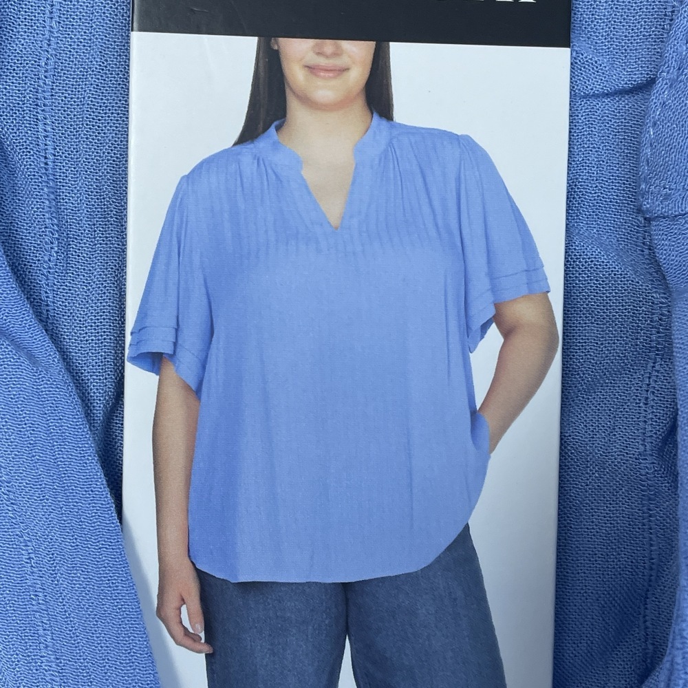 Well Worn Women's L Blouse Blue Viscose H0292